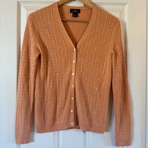 Brooks Brothers 346 Silk/Cashmere Cable-Cardigan with Pearl Buttons | Size Small